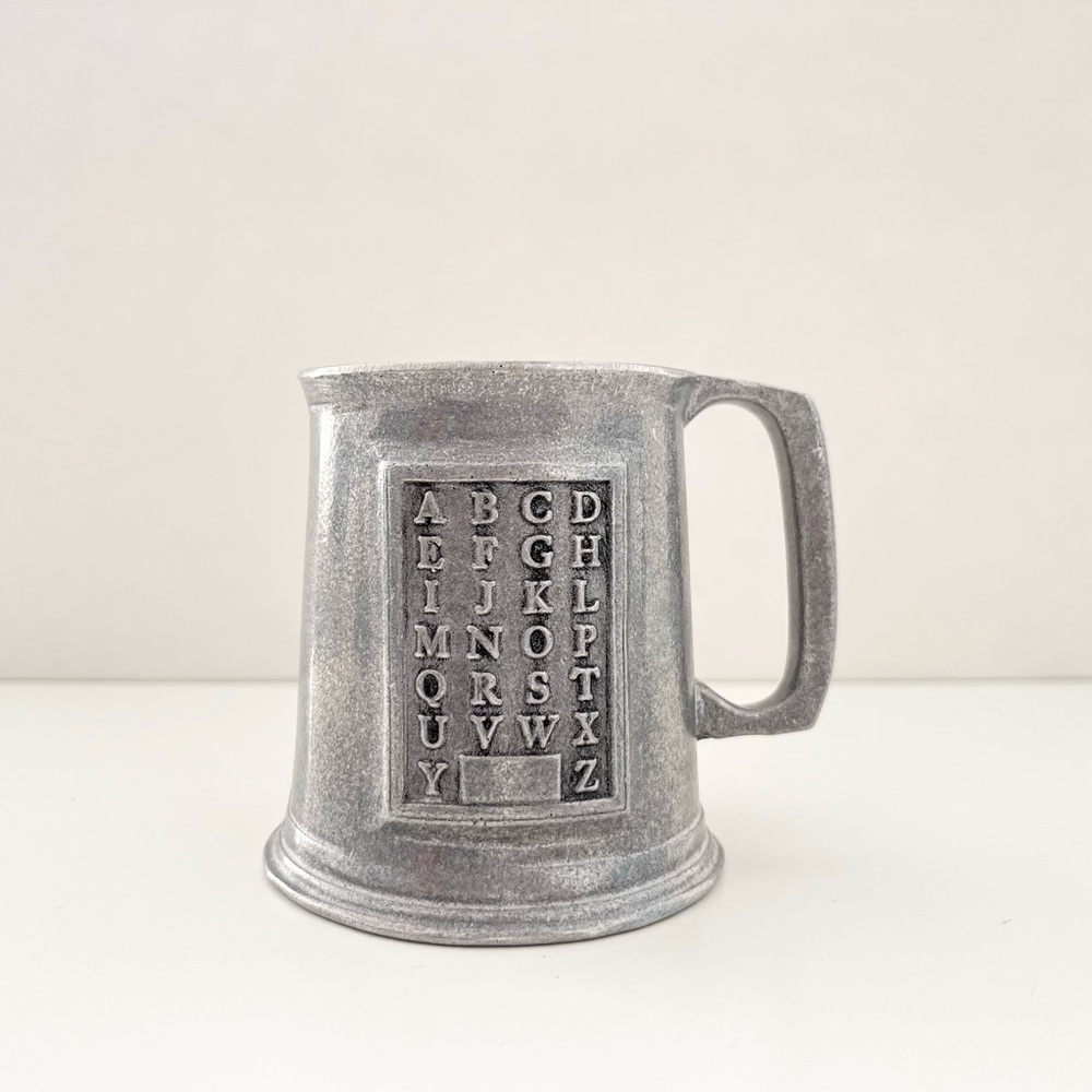 Vintage Wilton Armetale Alphabet ABC Pewter Metal Cup Mug Stamped Children USA